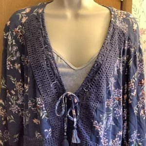 EUC Torrid Blue Floral Blouse  Size:  3